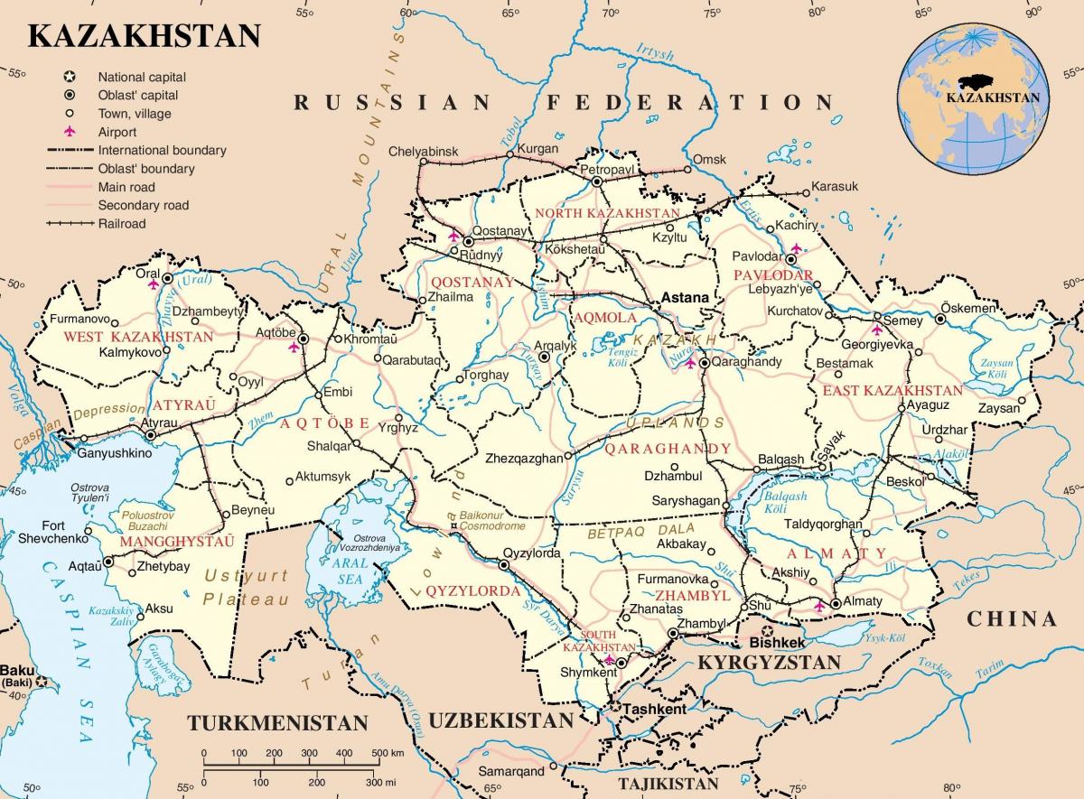 térkép Kazahsztáni politikai