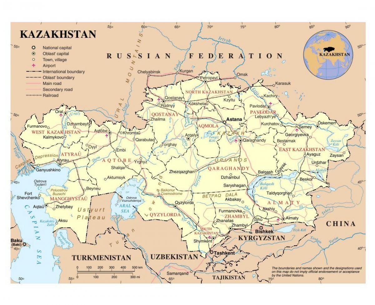 térkép Kazahsztán repülőterek
