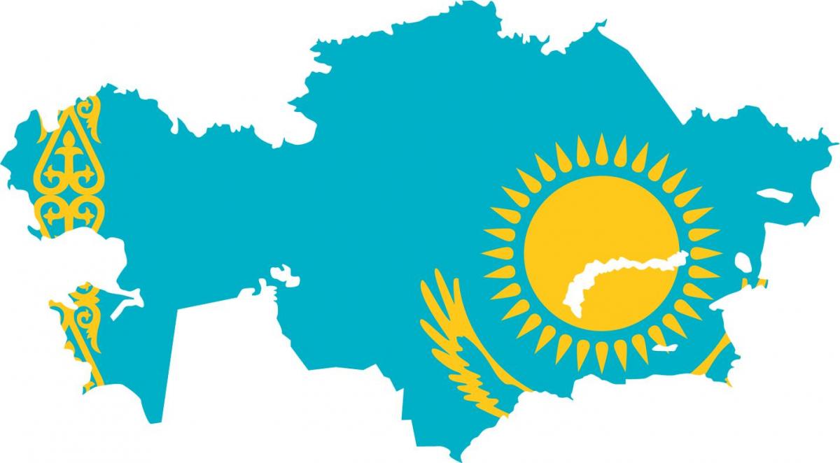 térkép Kazahsztán zászló