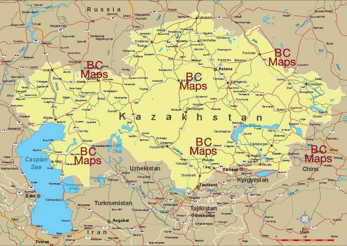 Kazahsztán városok térkép
