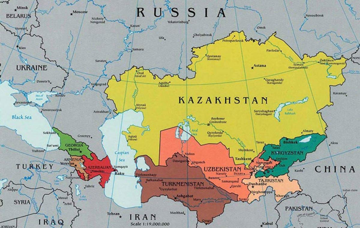térkép Kazahsztán környező országokban