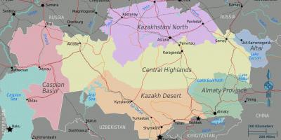 Térkép Kazahsztán régiók